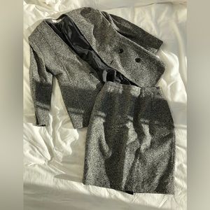 Christian Dior Grey Wool Skirt Suit